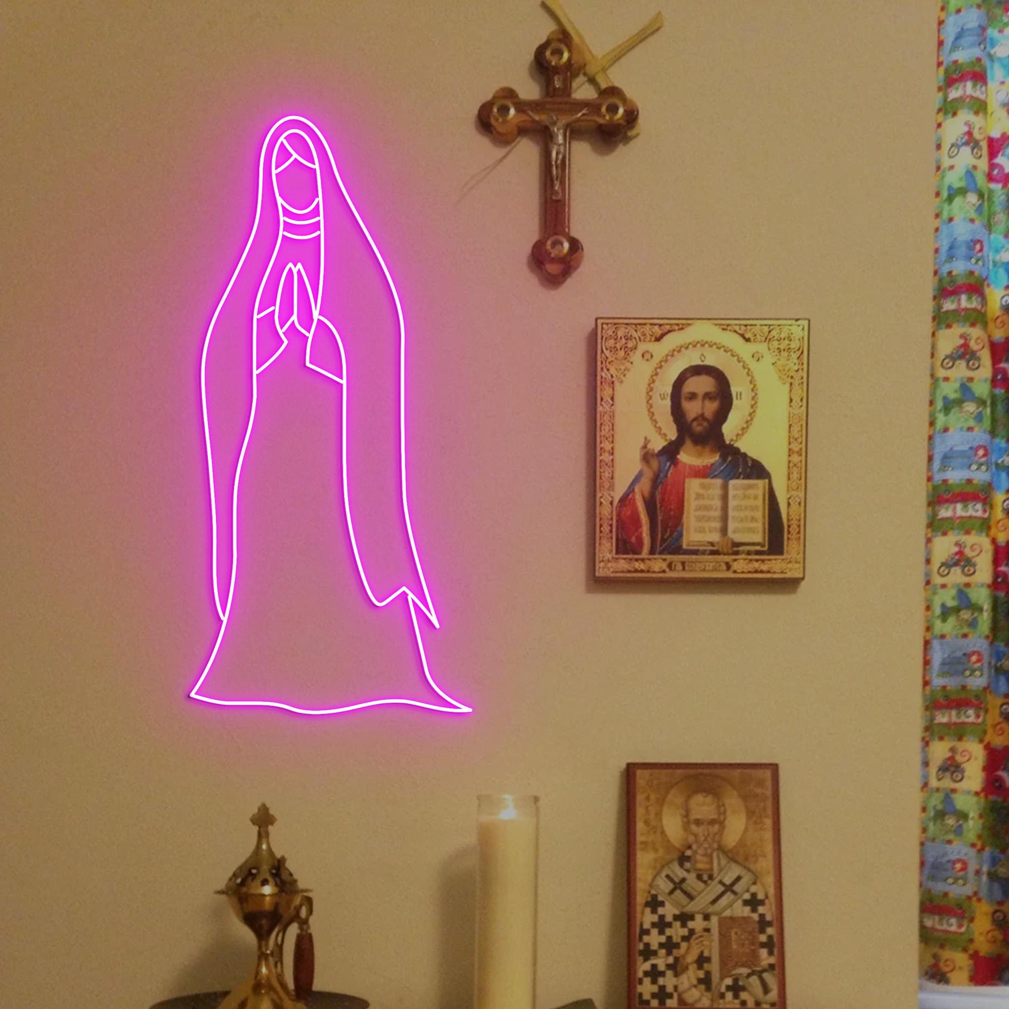 Virgin Mary Neon Light, Madonna Neon Sign Light Decor, Virgin Neon Sign, Ecclesia Neon Light, Religious Faith Neon Sign, Ecclesia Wall Decor