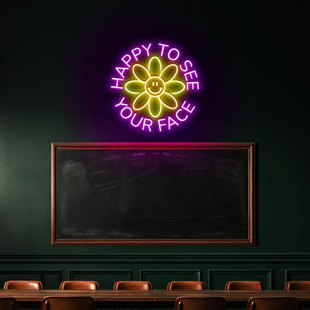 Teacher Back To School Neon, Cute Teacher Neon, Happy To See Your Face, Teacher Life Neon, New Teacher Gifts, Elementary Teacher Neon Gifts