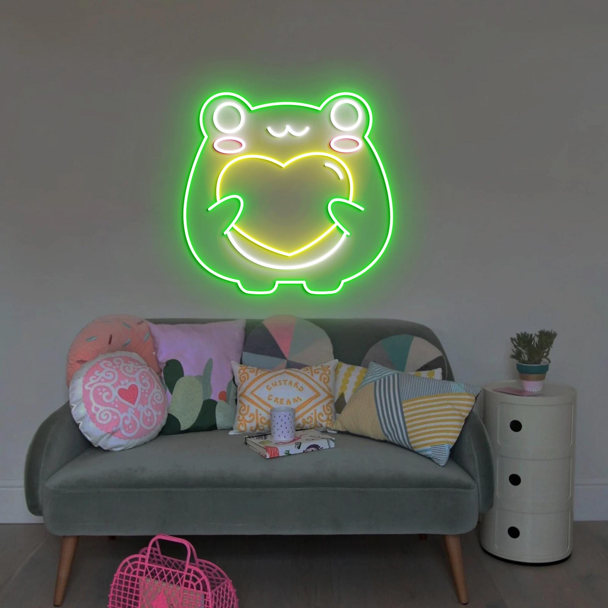 Cute Frog Neon Sign, Kawaii Froggy, kawaii Frog Light, Dimmable Frog Neon Lights, Frog Neon Sign Wall Decoration, USB Powered Neon Sign