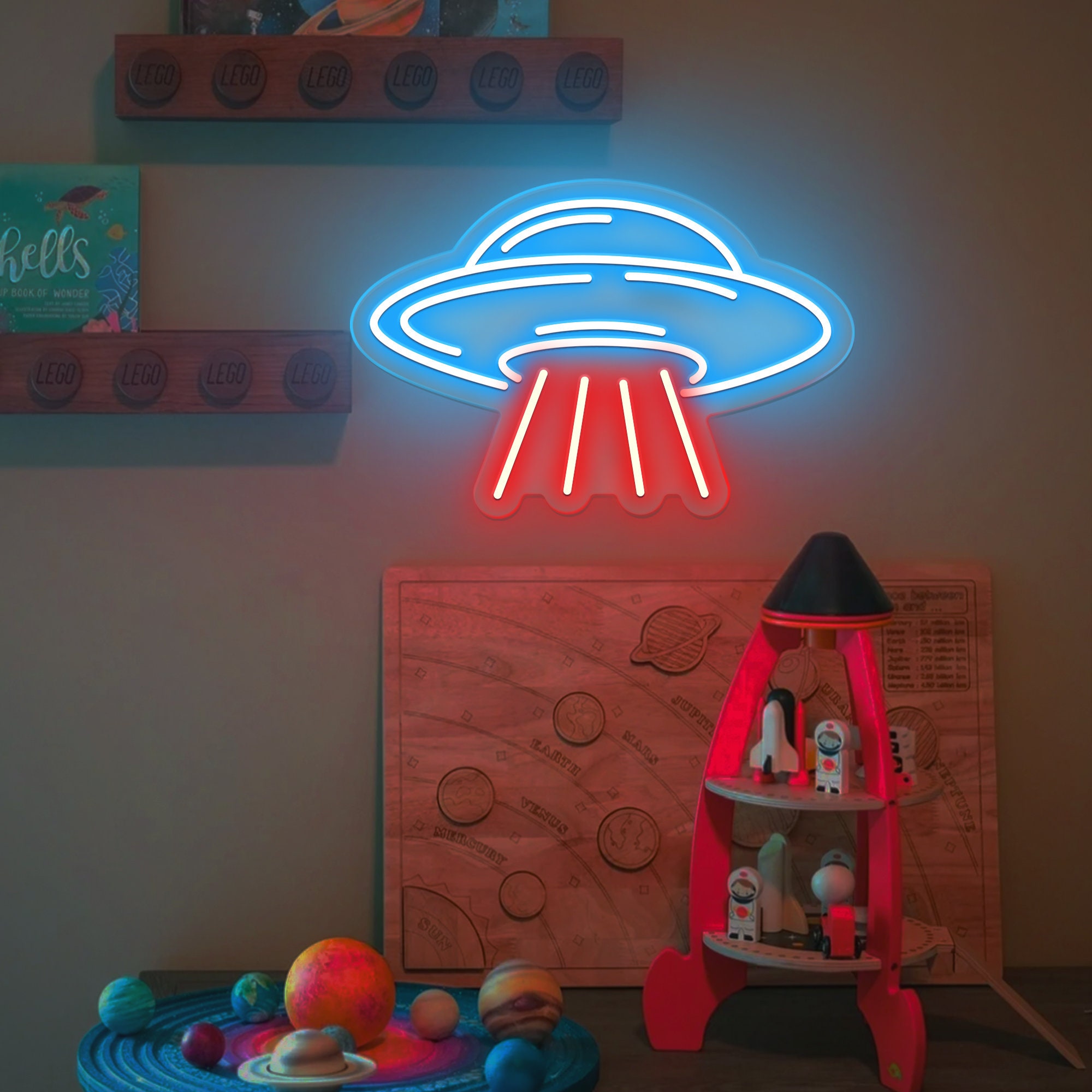 UFO Neon Signs|Custom Led Neon Light Lamp For Bedroom|UFO Sign Room| Party Wall Decor|Flying Saucer Shape Neon Light Sign|Neon Sign