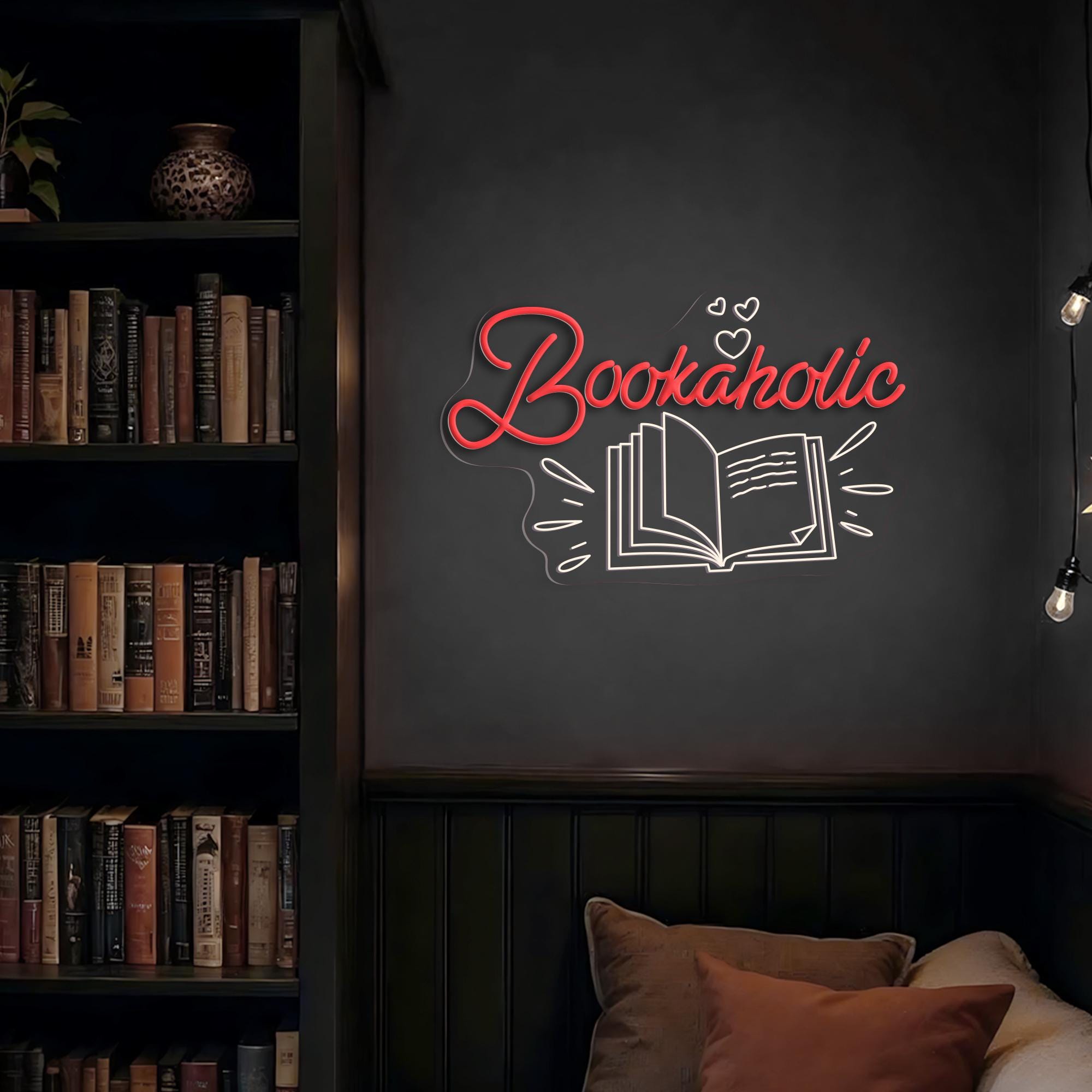 Bookaholic Neon Sign Books Neon Signs Reading Neon Light Librarian Neon Sign Book Sign Book Lover Neon Sign Librarian Gift Teacher Neon Sign