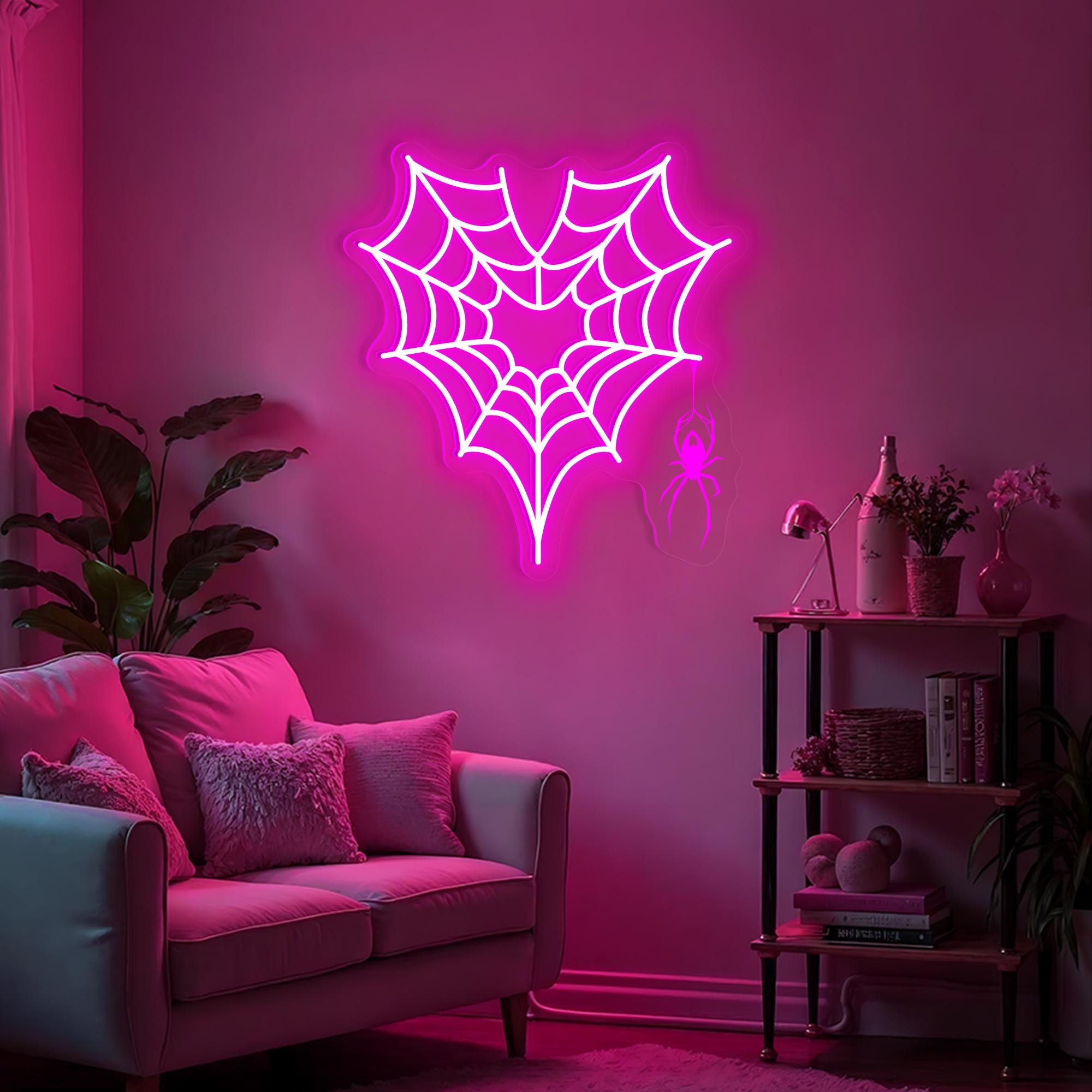 Spider Web Heart Neon Sign Custom Spider LED Neon Light Valentine Heart Neon Signs for Bedroom Decor Gothic Home Decor Handmade Gift for Her