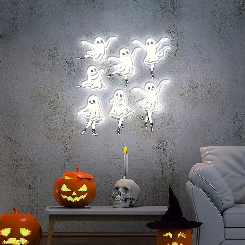 Kute Ballet Ghost Neon Sign, Ballet Dancer Neon, Spooky Dance Teacher Neon, Spooky Dance Teacher Gift, Halloween Gift, Funny Halloween Neon
