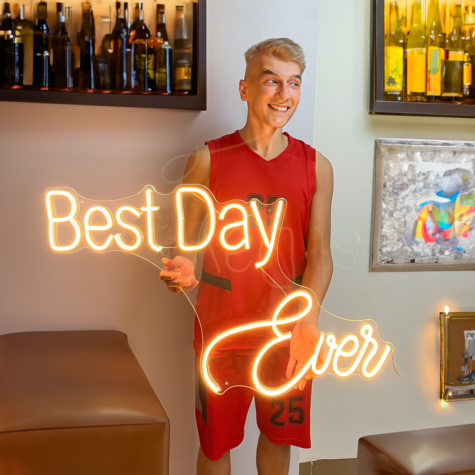 Best Day Ever Neon Sign, Custom Neon Sign Aesthetic , Wedding Neon Sign Wall Decor, Neon Sign Bedroom, Wedding Flower Wall Sign