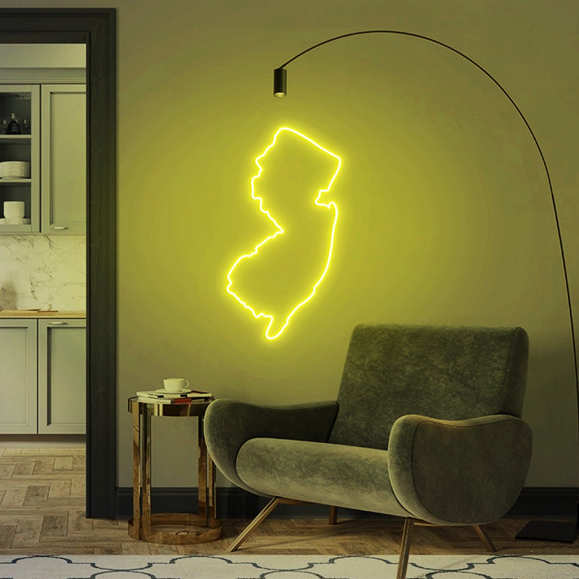 New Jersey State Sign, Neon Sign Farmhouse Home Decor, Custom State Map Sign Gift, New Jersey Wall Art, Home State Decor, Moving Gift