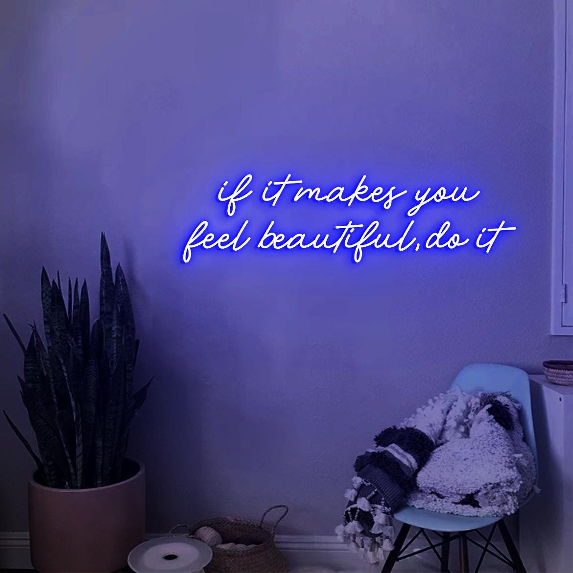 Neon Sign If it Makes you Feel Beautiful Do it, Glam Beauty Salon Wall Art, Modern Salon Wall Decor Idea, Salon Vibes Decor Neon Light