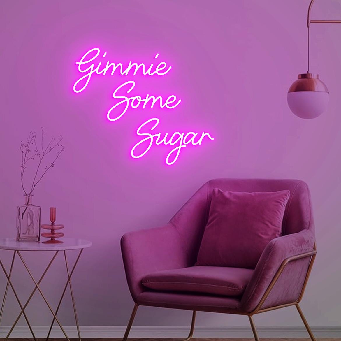 Custom Neon Sign Gimmie Some Sugar, Dessert Bar Wall Sign,Neon Light Sweets Shop Decor Idea, Candy Bar Shop Led Neon Sign
