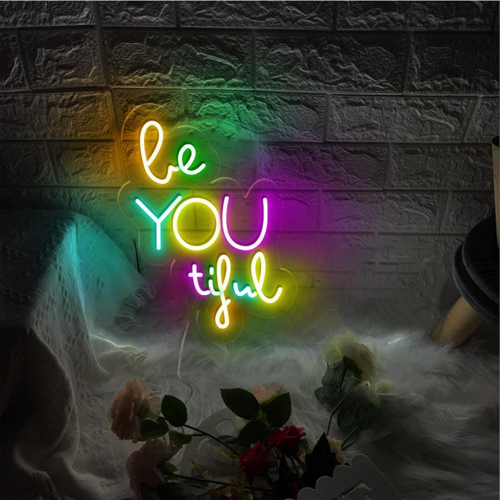 Beautiful Quote Neon, Girls Room Quote Art, Typography Wall Neon Sign, Girl Wall Decor, Cute Quote, Baby Girl Nursery Decor, Positive Gifts.