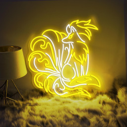Nine Tailed Fox Anime Neon Sign Kitsune LED Wall Art Anime Gaming Room Decor Cyberpunk LED Light Unique Fantasy Neon Sign Gift for Him
