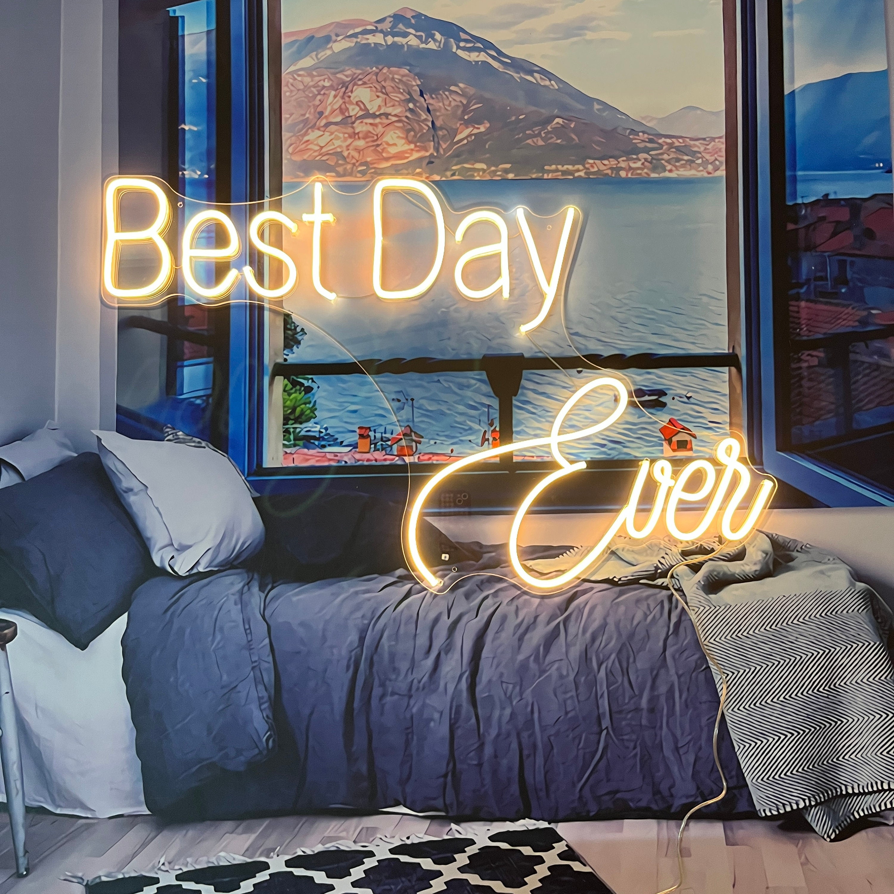 Best Day Ever Neon Sign, Custom Neon Sign Aesthetic , Wedding Neon Sign Wall Decor, Neon Sign Bedroom, Wedding Flower Wall Sign
