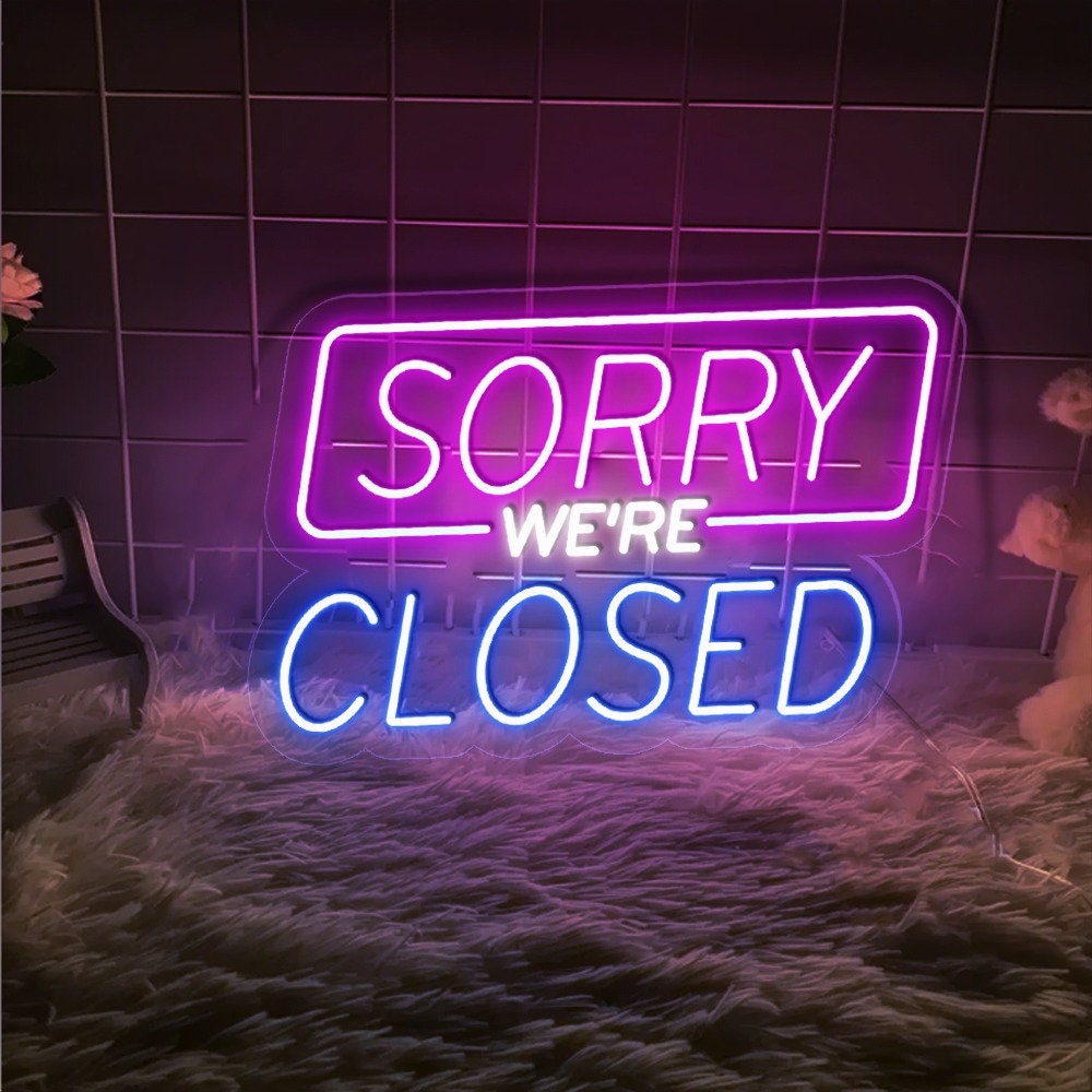 Close Neon Sign, Sorry We’re Closed Neon Sign, Close Business Led Sign, Close Store Sign, Close Shop Sign Close Wall Art Open and Close Sign