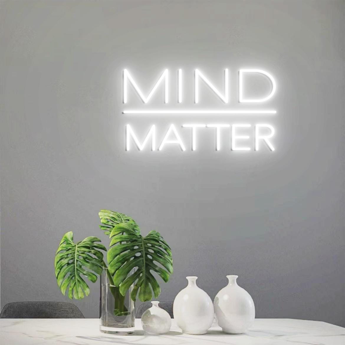 Mind Over Matter Neon Sign, Mind Over Matter Gym Motivational Signs, Office Gym Wall Signs, Gift for Home Gym Idea, Workout Room Signs