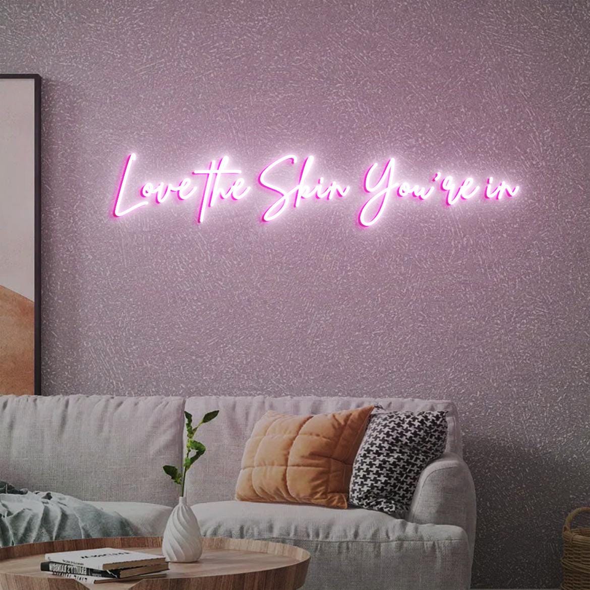 Love the skin you're in Neon Sign, Skincare Sign, Esthetician Decor, Skincare Salon Decor, Beauty Salon Decor, Beauty Skin Care