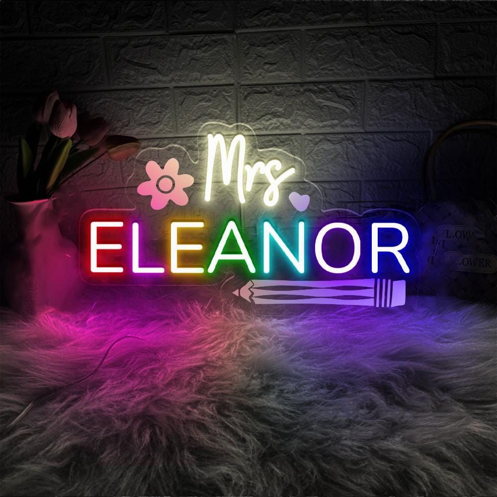 Personalized Teacher Door or Wall Neon Sign, Classroom Sign, Teacher Name Neon Sign, Classroom Door Hanger, Personalized Teacher Neon Sign