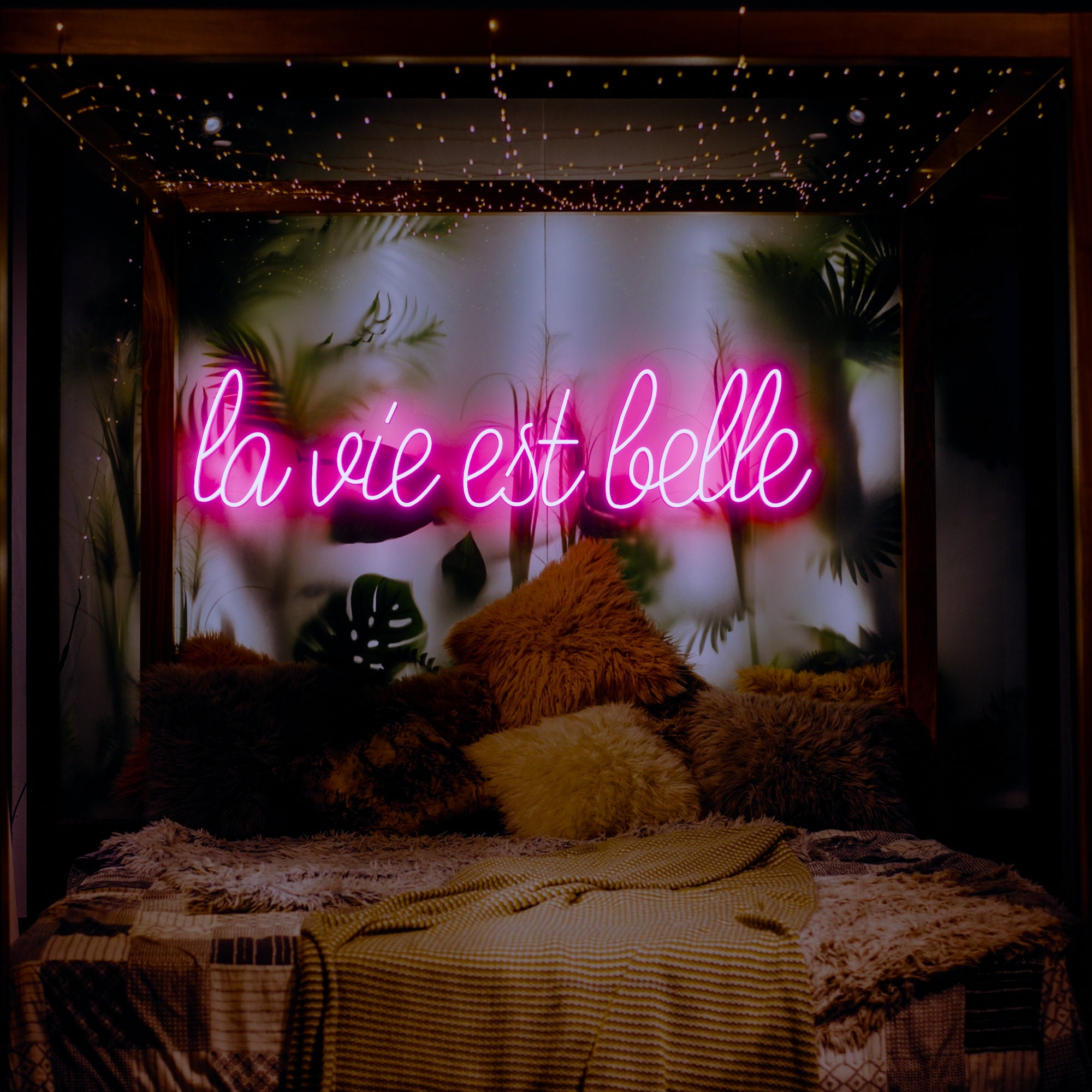 La Vie Est Belle neon sign, Party neon Light decor,led light,French expression neon light sign,Bedroom Rose Sign,Wedding Room Decor