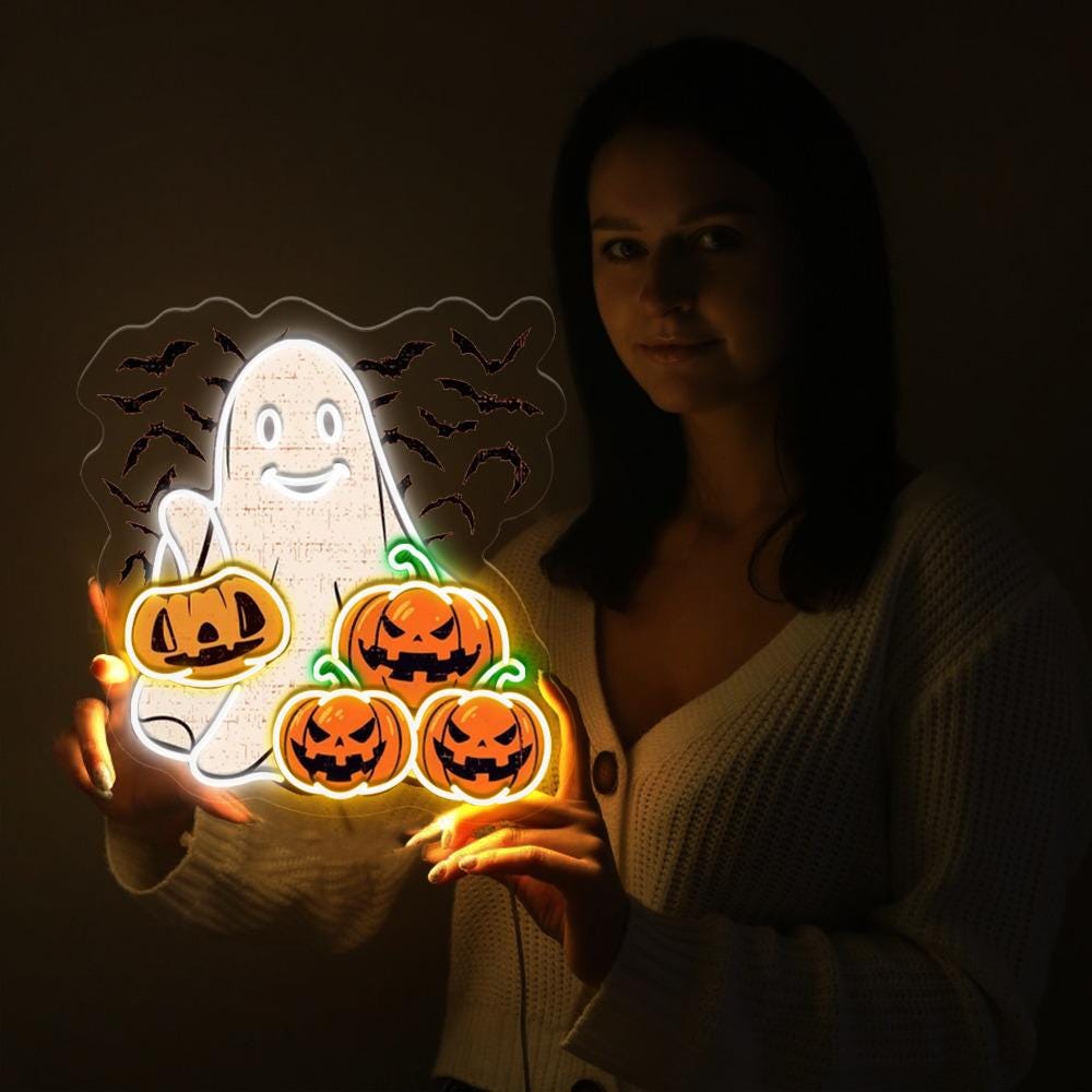 Ghost Halloween Neon Sign Gifts, Funny Spooky Neon Sign, Ghost Neon Led, Spooky Season Gifts, Halloween Party Neon Sign, Fall Ghost Neon