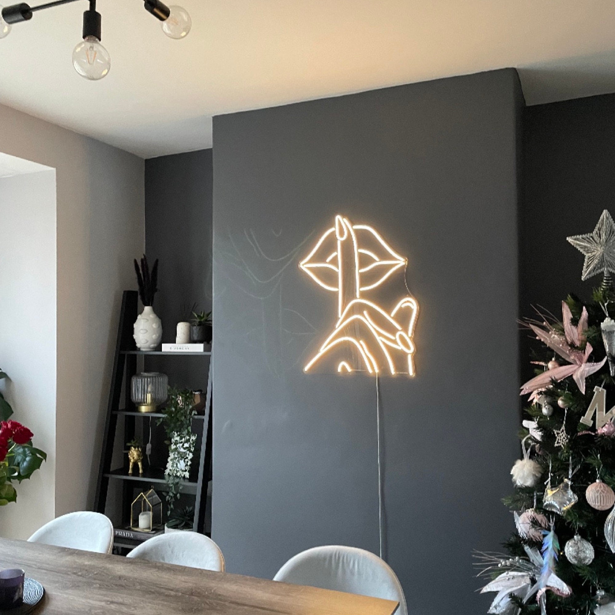 Secret Lips-Finger Nail On Lip LED Neon Light Sign for Beauty Salon Wall Decor, LED Light Sign Pink Neon Lights for Decor Art Gift