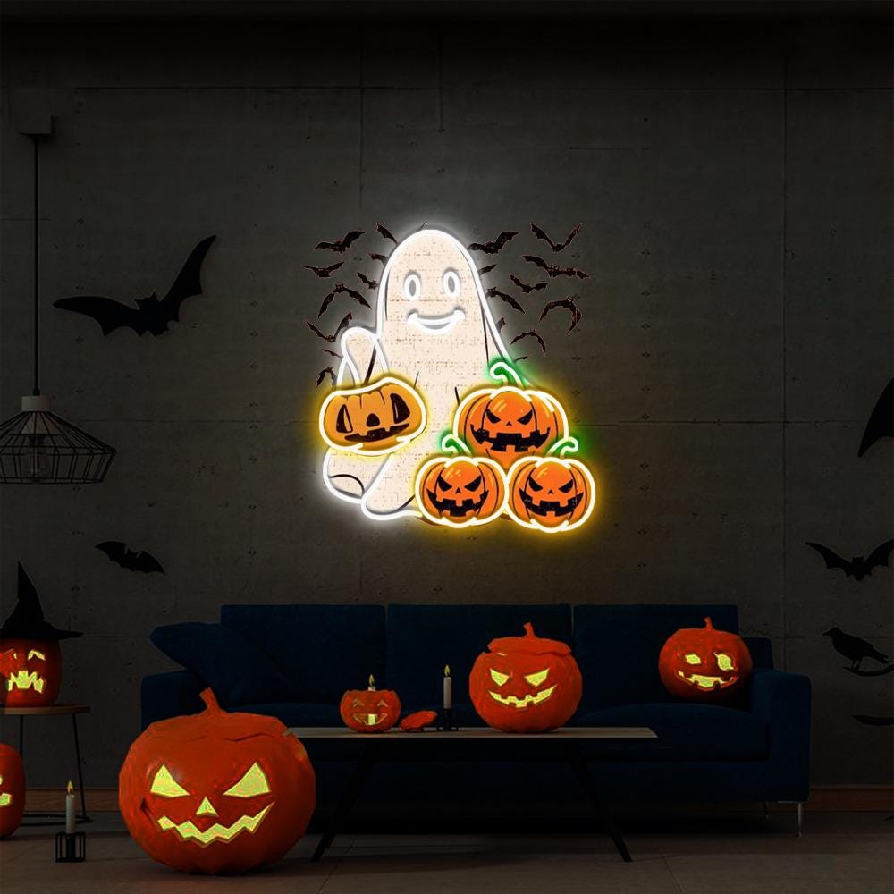 Ghost Halloween Neon Sign Gifts, Funny Spooky Neon Sign, Ghost Neon Led, Spooky Season Gifts, Halloween Party Neon Sign, Fall Ghost Neon