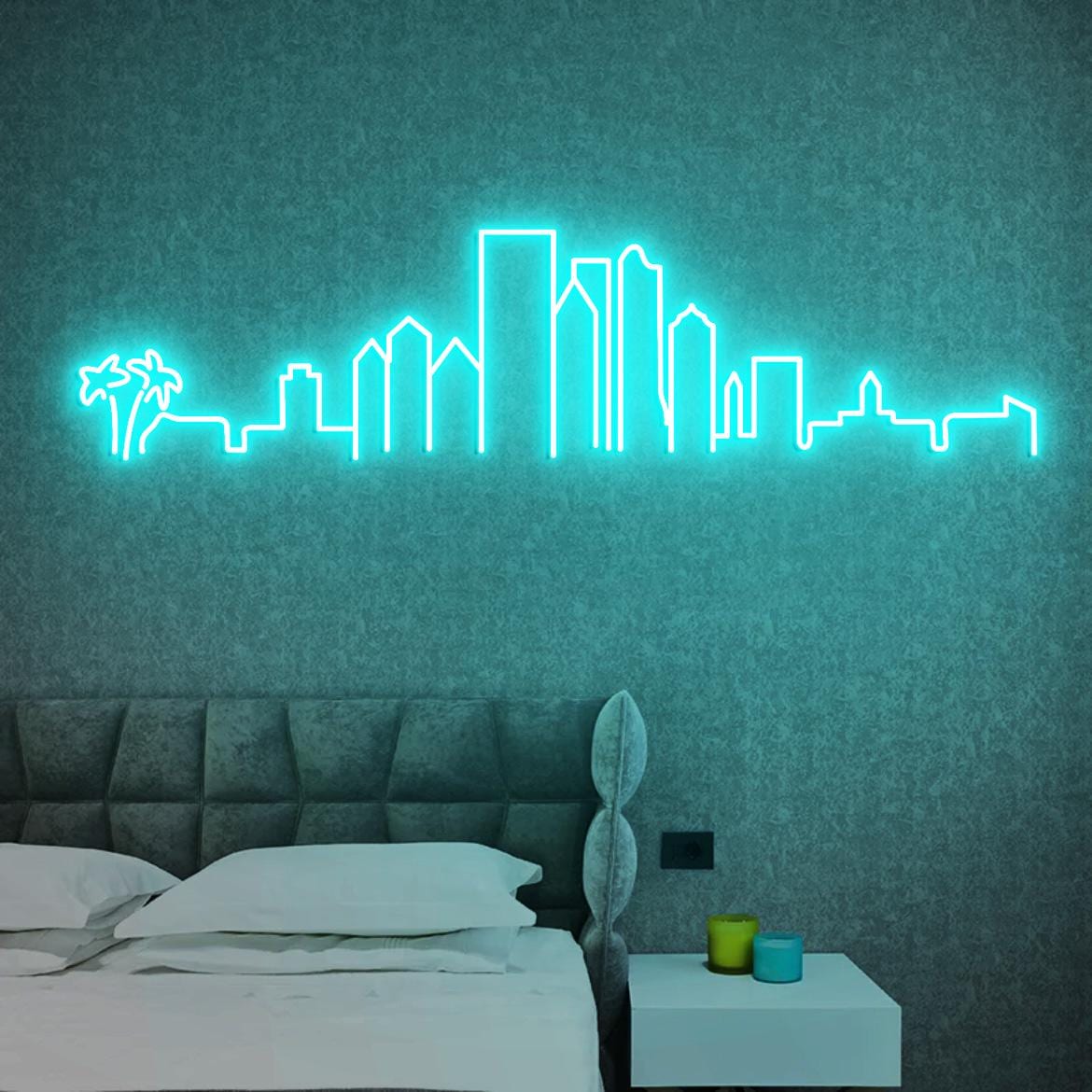 Miami Skyline Neon Sign, Miami, Florida Skyline Wall Art, New Home for Miami Gift, Neon Sign Miami Skyline, Moving Gift