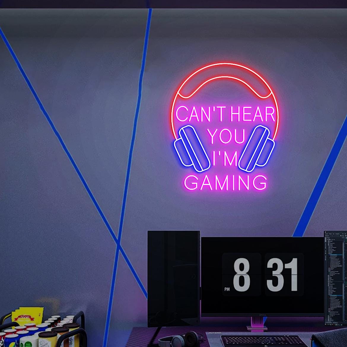 Can't Hear You I'm Gaming Neon Light, Gaming Headset Wall Art, Gaming Room Wall Led Neon Light, Gaming Room Decor Idea, Gaming Gifts