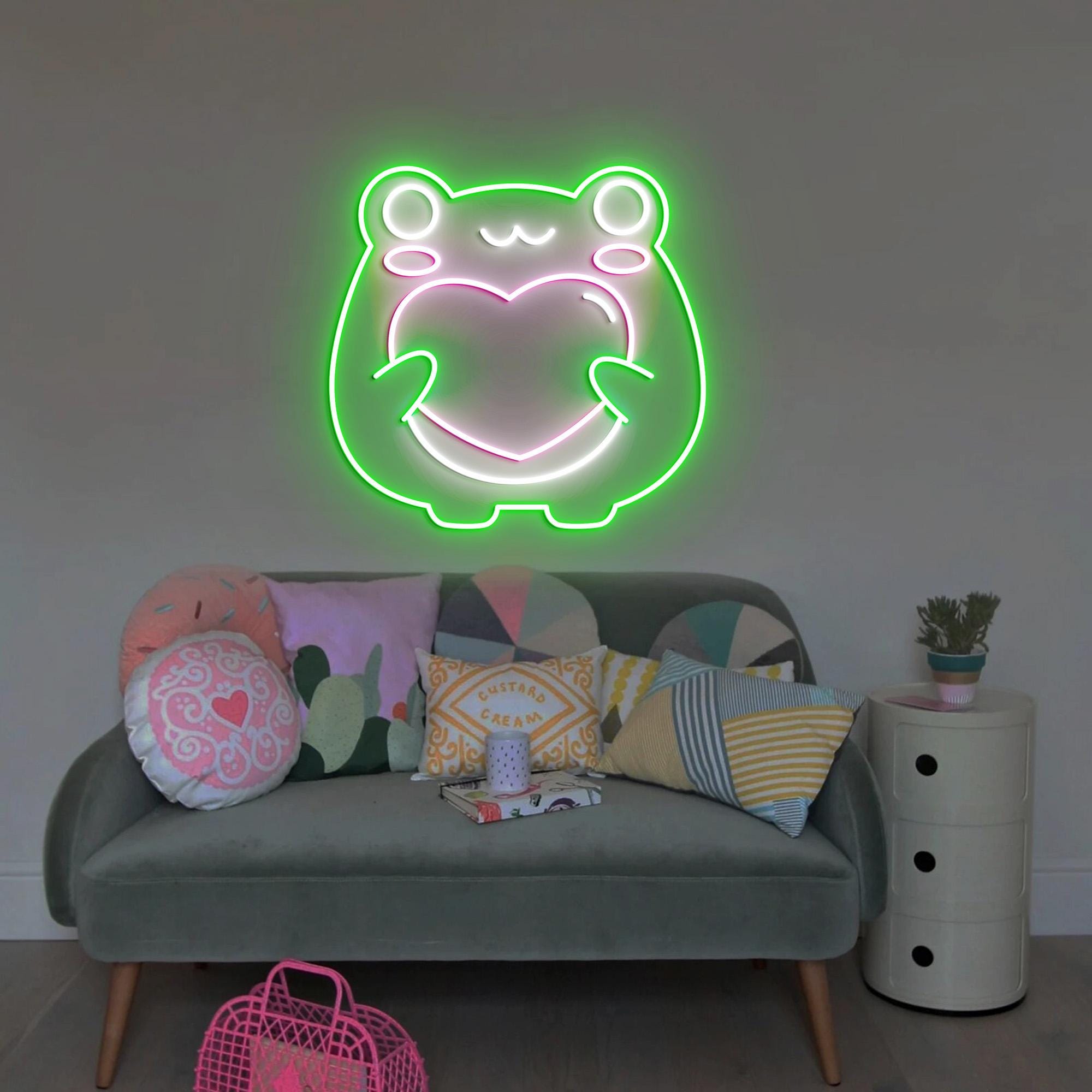 Cute Frog Neon Sign, Kawaii Froggy, kawaii Frog Light, Dimmable Frog Neon Lights, Frog Neon Sign Wall Decoration, USB Powered Neon Sign