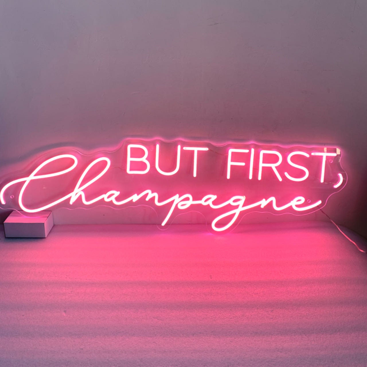 But First Champagne Neon Light, Champagne Wall Art, Custom Champagne Neon Wedding Sign Wall Art