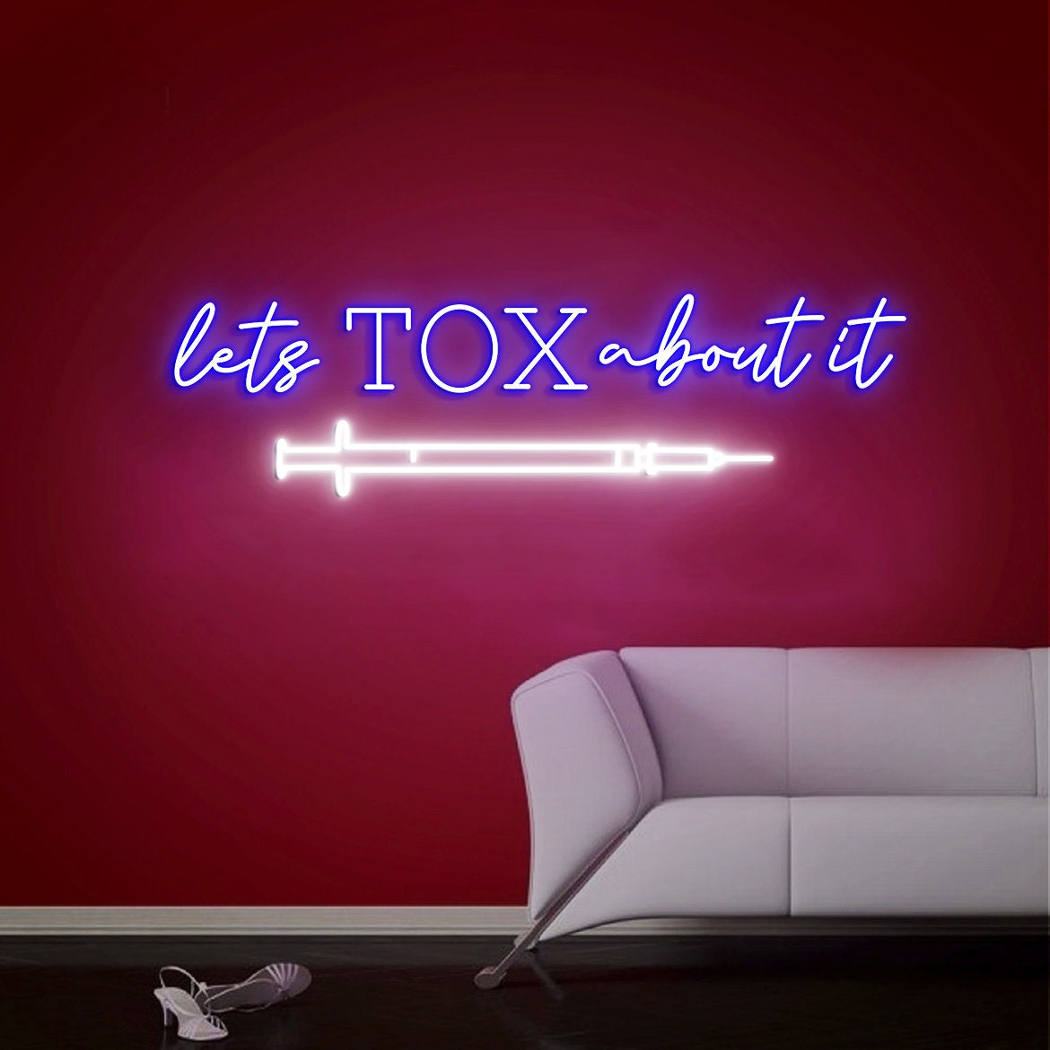 Lets TOX about it, Neon Lights Signs, Botox Sign, Botox Neon Sign, Med Spa Art Decorations, Medspa Décor, Plastic Surgery Office Art