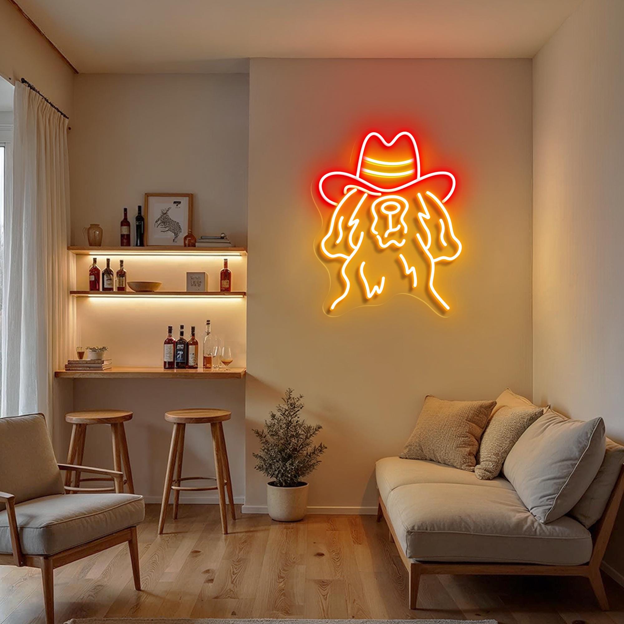 Golden Retriever Cowboy Neon Sign, Dog with Cowboy Hat Neon Sign, Dog Decor Sign, Cowboy Dog Neon Sign, Animal LED Sign, Custom Neon Sign