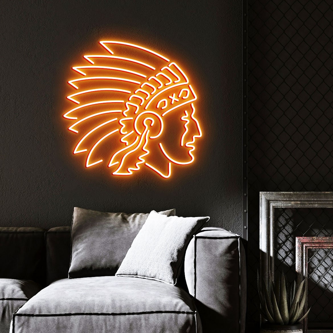 Native American Indian Chief Neon Sign, Indian Chief Neon Lamp, Native American Wall Decor LED, Indian Chief Wall Decoration