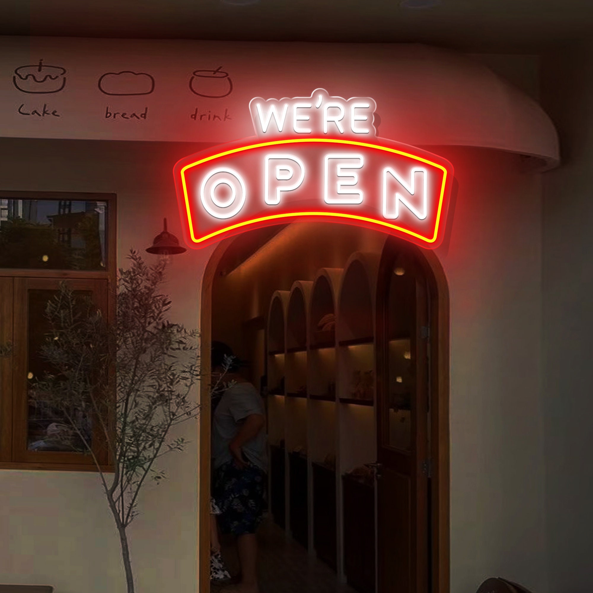 WE'RE OPEN Neon Sign | Open Wall Light Art | Custom Led Open Neon Sign |Business Logo |Open Led Light|Store Led Art Design Hanging Neon Sign
