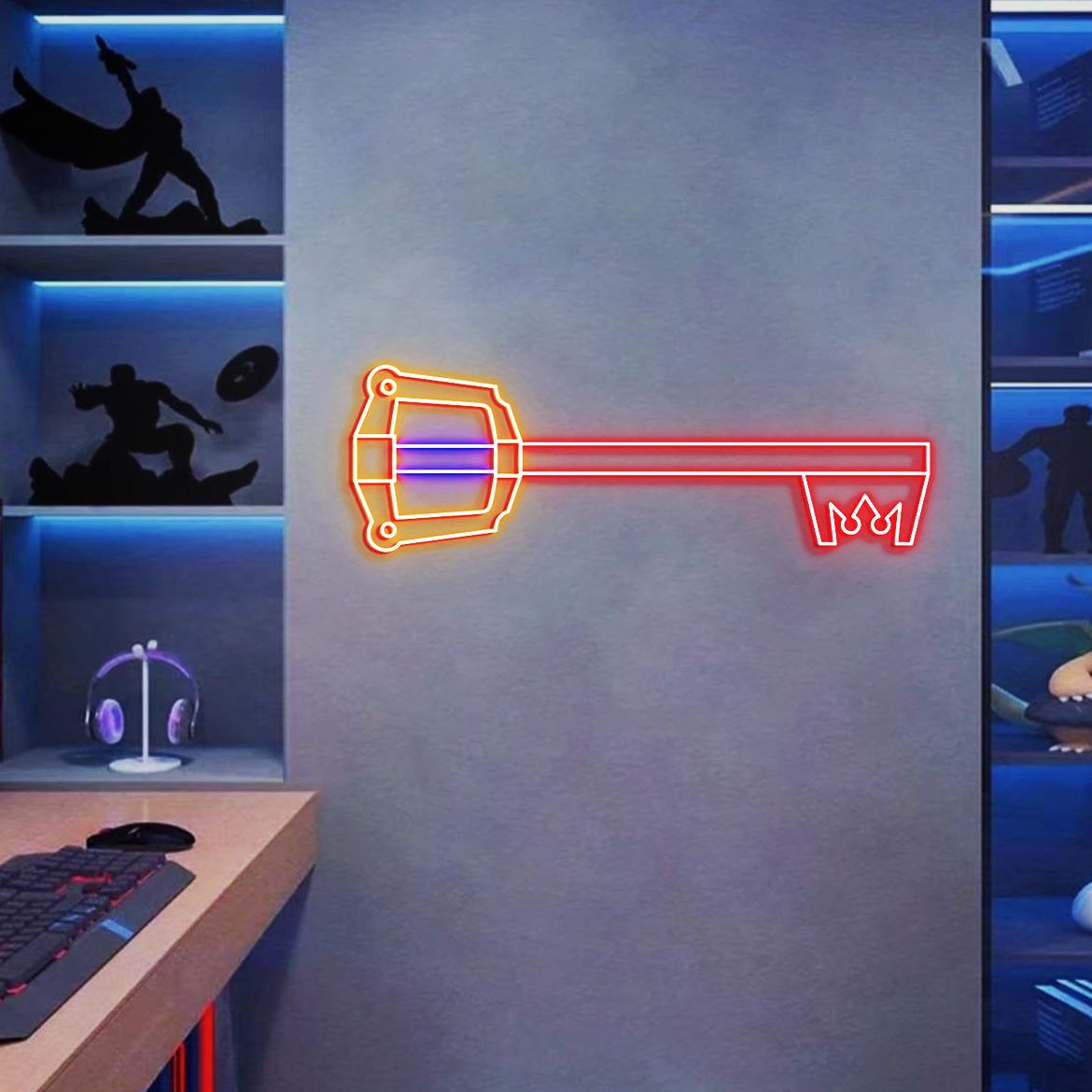 Kingdom Hearts Keyblade Neon Sign, Keyblade Shaped Neon Light Fan Gifts, keyblade for Game Room Wall, keyblade Gift