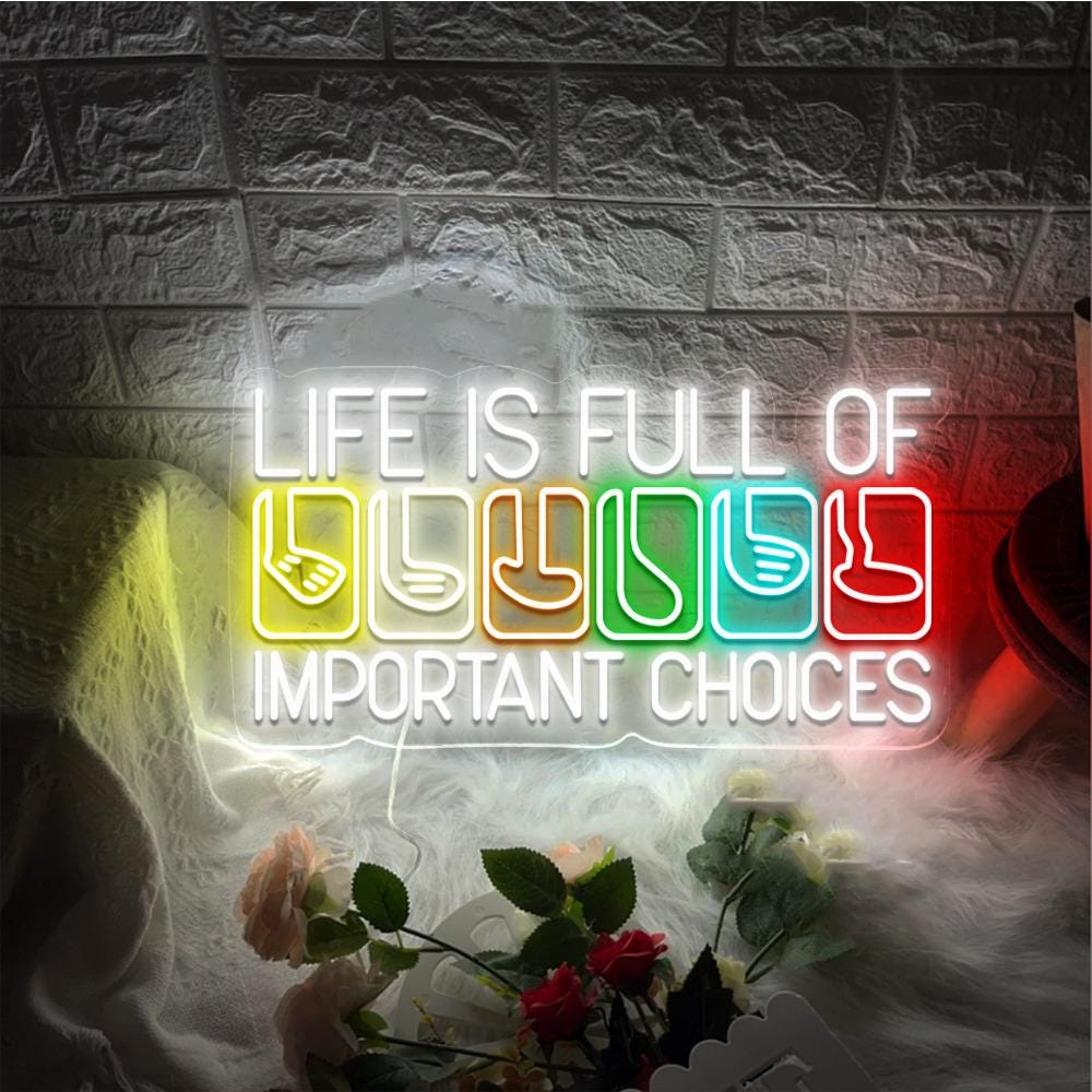 Life Is Full Of Important Choices Neon, Course Funny Humor Joke, Sports Golf, Golf Lover Neon, Golfing Club, Golf Lover Gift, Golf Neon Sign