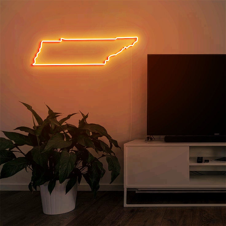 Tennessee State Neon Sign, Tennessee Map Wall Art, Tennessee Outline Art, Tennessee Home Decor, Personalized Tennessee Gift
