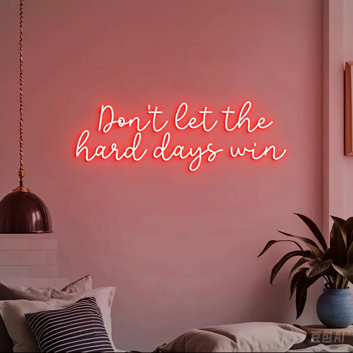 Custom Neon Sign Don't Let The Hard Days Win Motivational Quotes Sign Wall, Hard Signs Office Wall Decor Christmas Motivational Gift