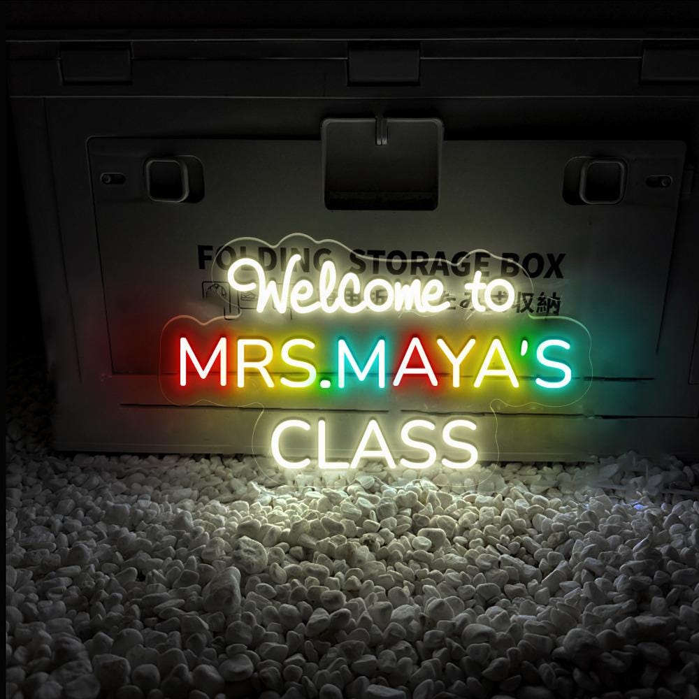 Personalized Teacher Door or Wall Neon Sign, Classroom Sign, Teacher Name Neon Sign, Classroom Door Hanger, Personalized Teacher Neon Sign
