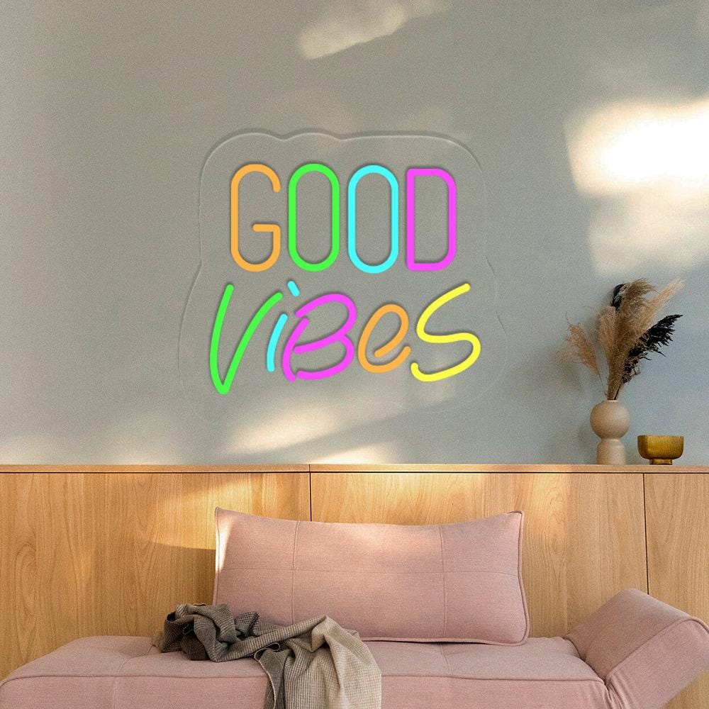 Good Vibes Neon Sign Gifts, Neon Sign Wall Art, Modern Dorm Wall Art, Quote Neon Sign, Typography Neon Sign, Dorm Decor Neon Sign Gifts