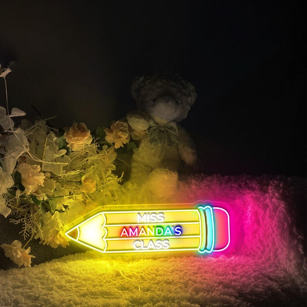 Pencil Neon wall Sign, Neon like, Pencil Neon Sign, Edge Lit Neon, Teacher Neon Light, Pencil Decorations, Teacher Neon Sign Decor Gifts