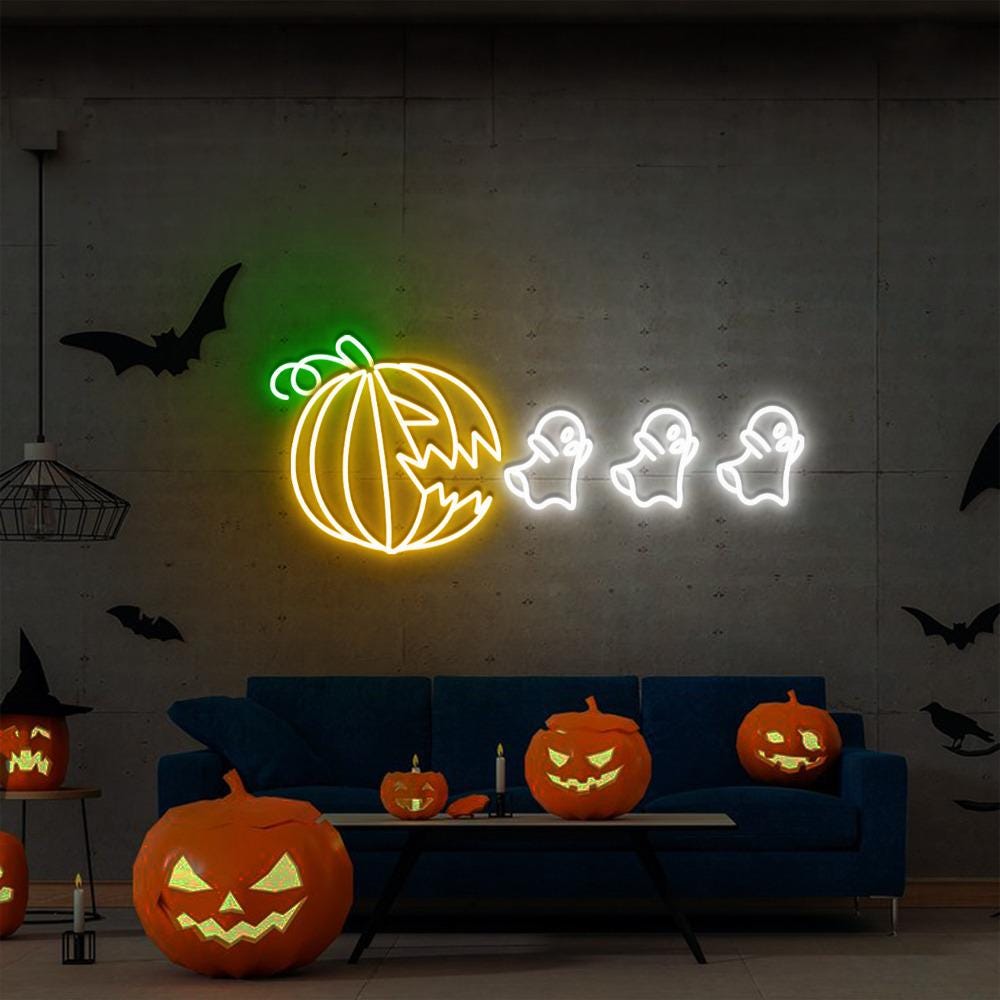 Halloween Pumpkin Eat Ghost Neon Sign , Funny Spooky Neon Sign, Ghost Neon , Spooky Season Gifts, Halloween Party Neon Sign, Fall Ghost Neon