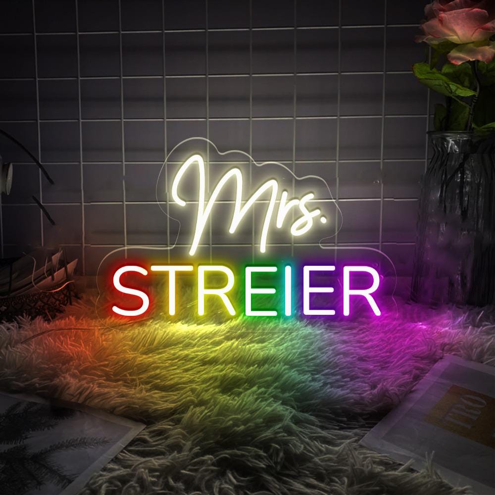 Custom Teacher Door Hanger Rainbow, Teacher Name Sign Door, Personalized Teacher Gift, Custom Teacher Appreciation, Gift Neon Teacher Sign