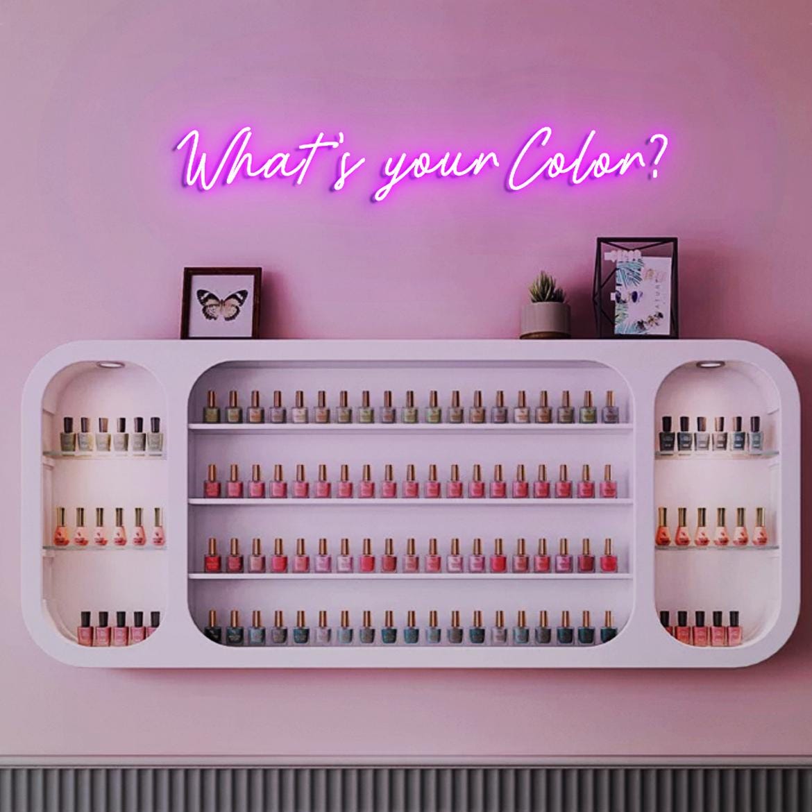 What's your Color? Nail Beauty Neon Light Sign, Nail Room Wall Art, Neon Sign for Nail Polish Rack Wall, Nail Business Wall Sign Display