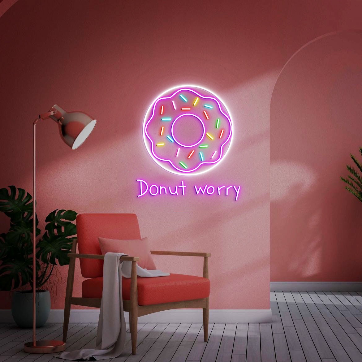 Donut Led Neon Light, Donut Worry, Donut Wall Decor, Donut Shop Decor, Donut Food Wall Art