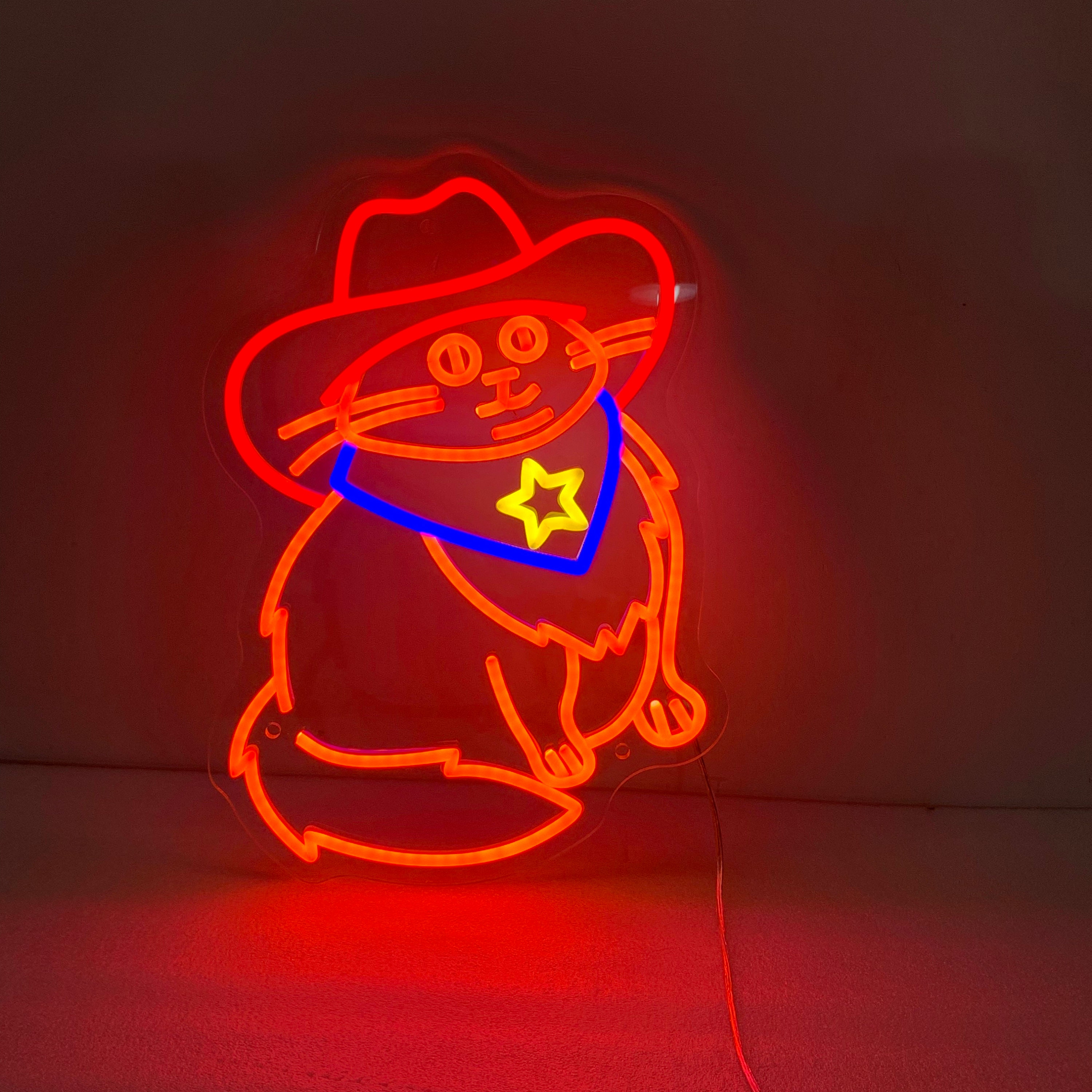 Cowboy Cat Neon Sign, Cat Led Sign, Cartoon Cat, West Cowboy Cat Neon Sign, Christmas Gift, West Cowboy Cat