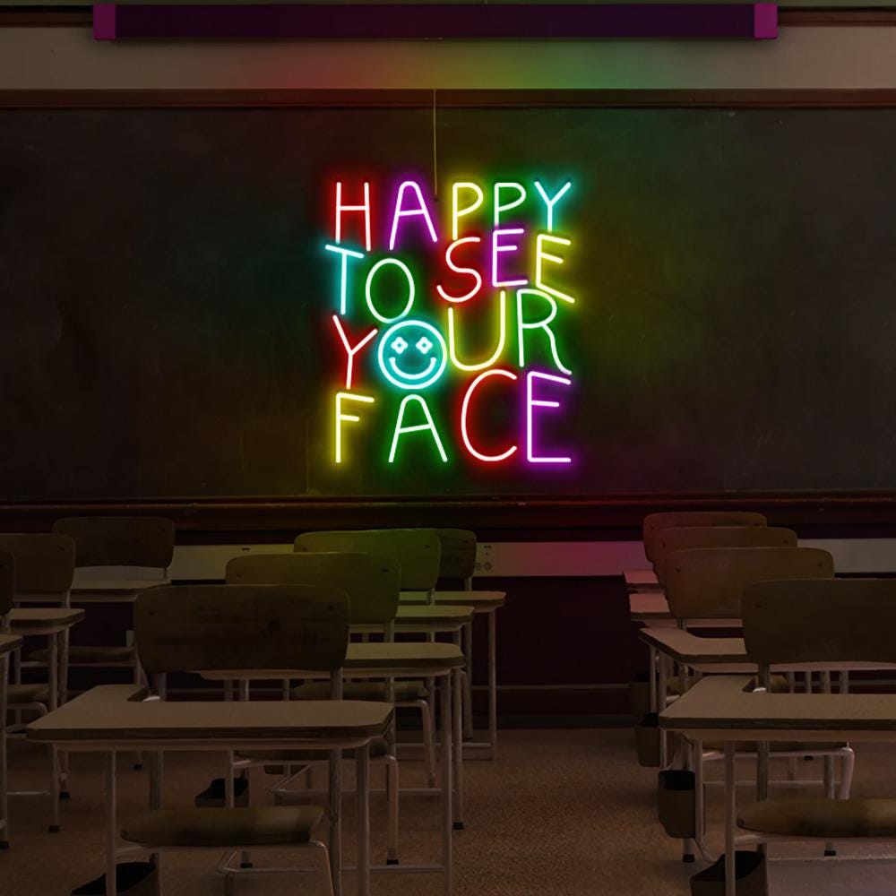 Teacher Back To School Neon, Cute Teacher Neon, Happy To See Your Face, Teacher Life Neon, New Teacher Gifts, Elementary Teacher Neon Gifts