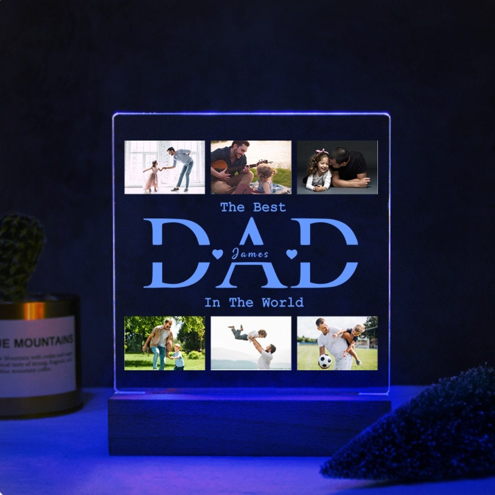 Personalized Dad Photo Gifts, Gift for Dad, Best Dad Ever, Fathers Day Gifts, Personalized Gifts, Bedroom Night Light, Dad Personalized Gift