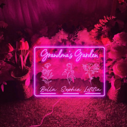 Personalized First Mom Now Grandma Neon Sign, Custom Grandma's Garden Birth Month Flower Neon Sign, Mothers Day Gift for Grandma NaNa Gift