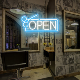 Hair Salon Open Neon Sign|Open with Scissors Decoration|Flex Silicone LED Neon Sign|Barber Shop Open Neon Sign|Custom Shop Logo Led Sign