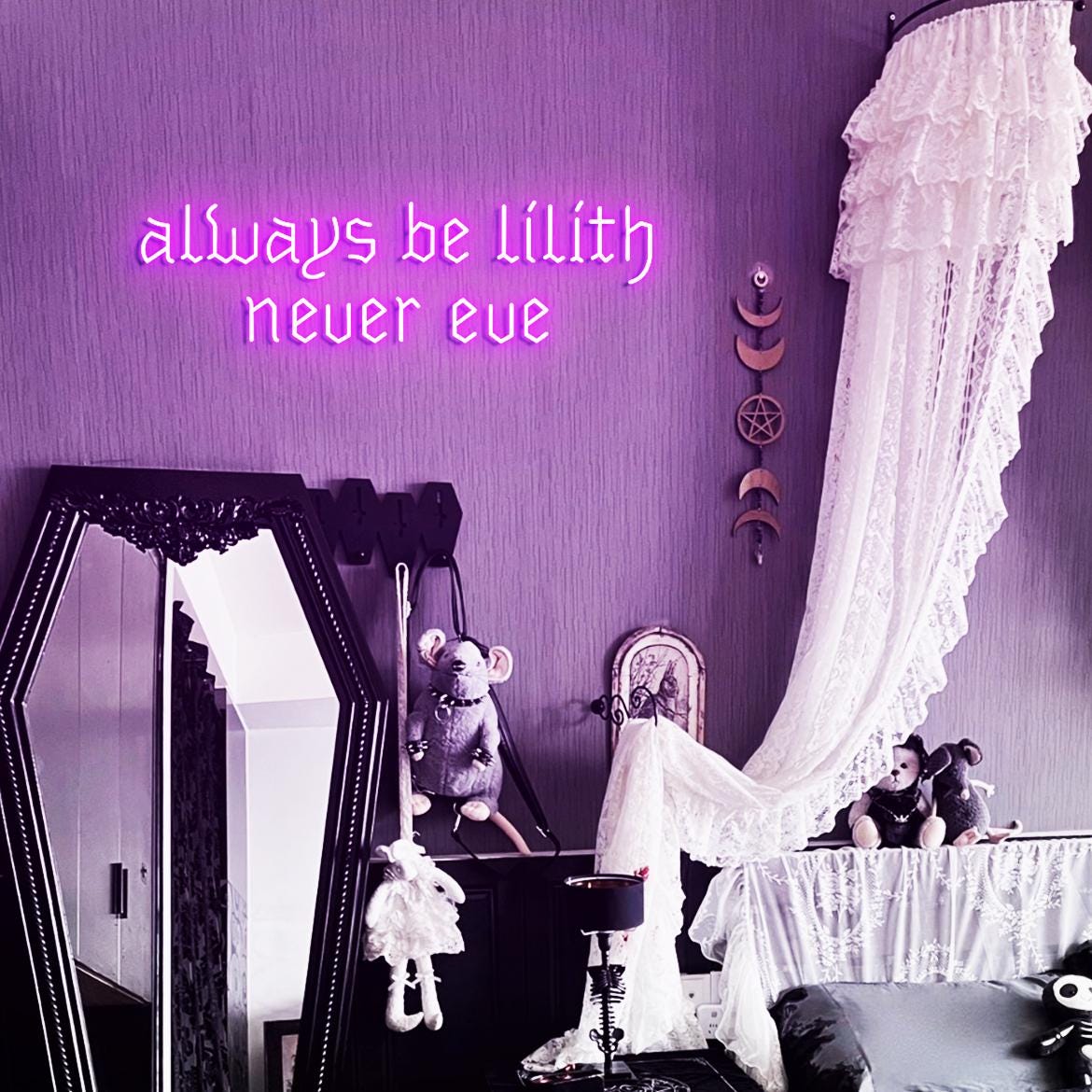 Always Be Lilith Never Eve Neon Sign, Lilith Sign for Goth Room Wall, Gothic Bedroom Wall Neon Light, Lilith Sign Wall