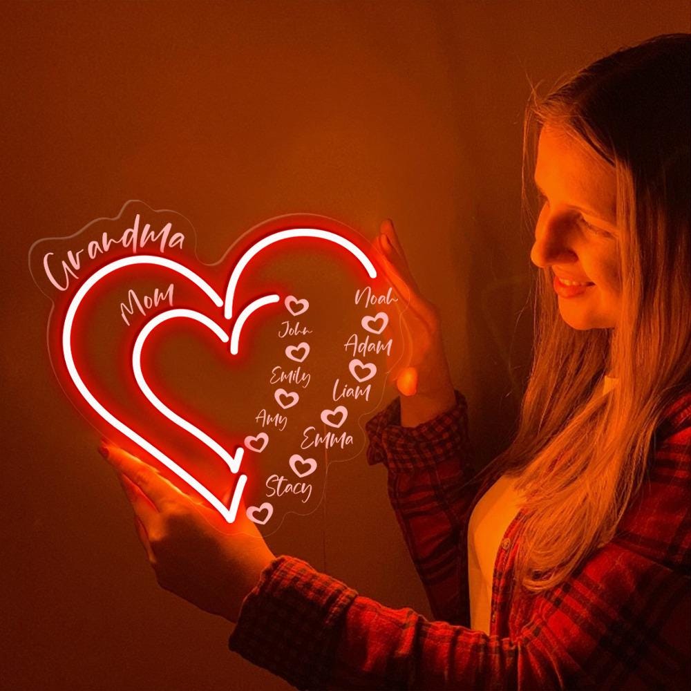 Custom Grandma Neon Gifts, Grandma Heart Neon, Nana Neon With Grandkids Name, Gift For Grandma, Mother's Day Neon, Personalized Grandma Neon
