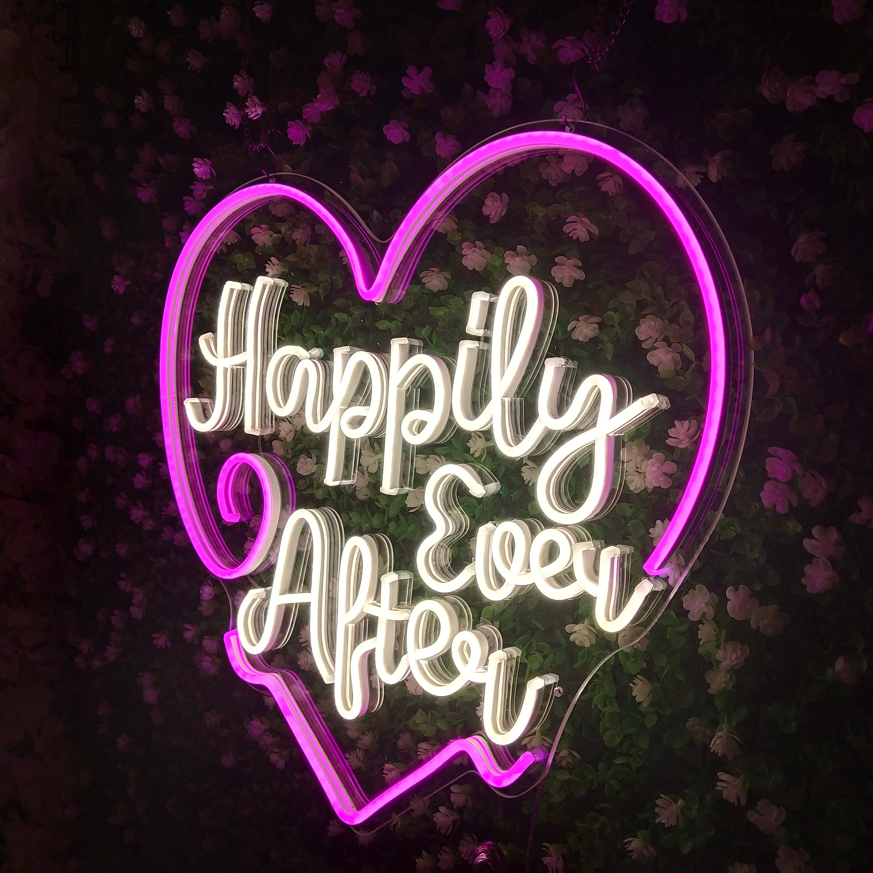 Happily Ever After Neon Sign Custom Neon Wedding Sign Led Neon Sign Name Neon Sign Art Engaged Neon Sign Bedroom Wall Decor
