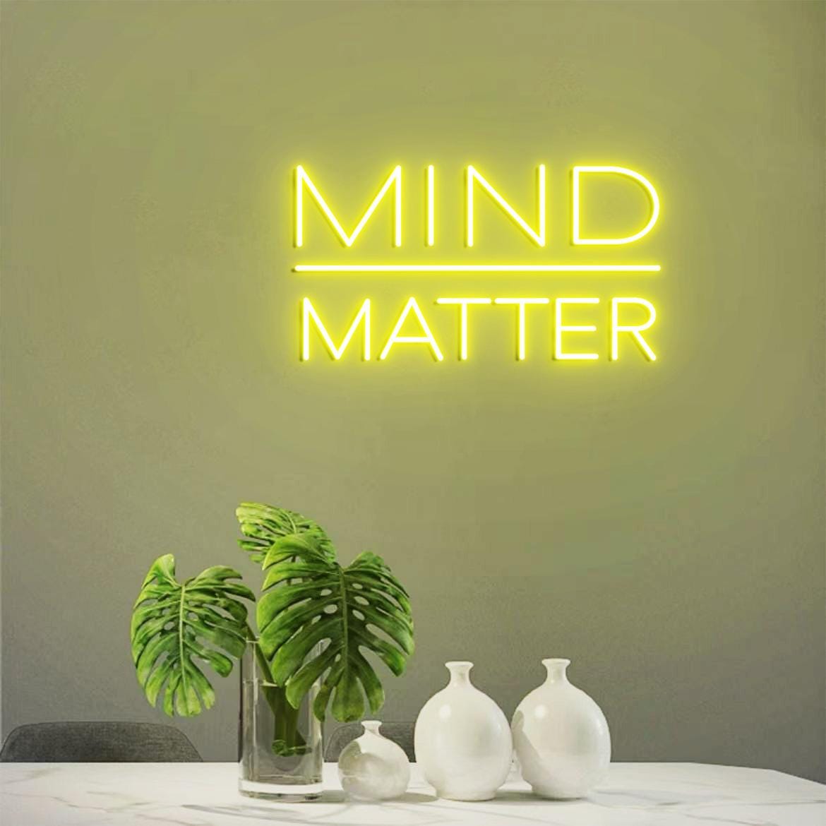 Mind Over Matter Neon Sign, Mind Over Matter Gym Motivational Signs, Office Gym Wall Signs, Gift for Home Gym Idea, Workout Room Signs